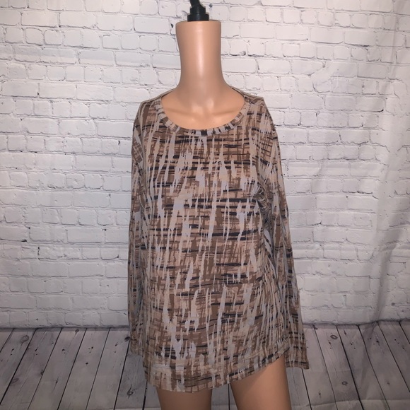 Simply Vera Vera Wang Tops - Simply Vera Vera Wang Brown & Gray Long sleeve XL